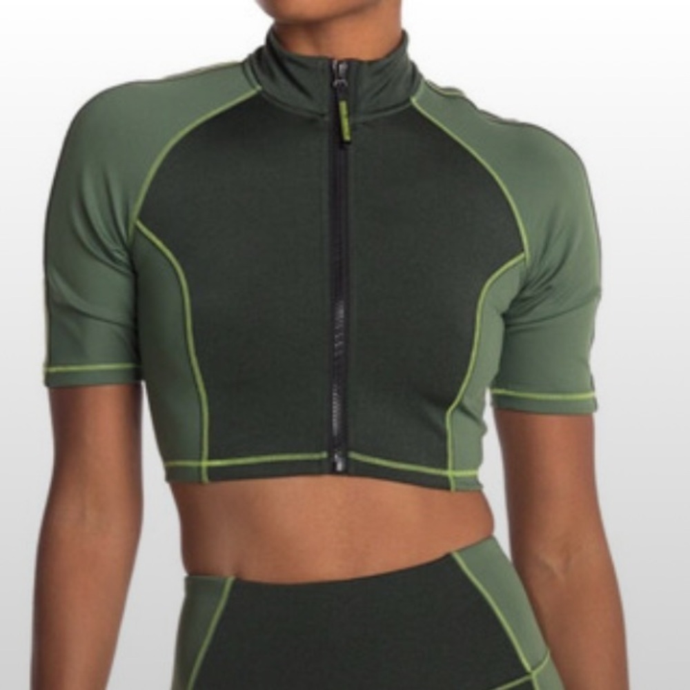 good american heathered forest tonal double life crop top